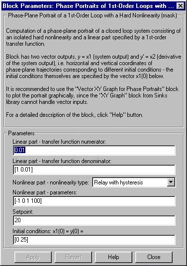 Block parameters setup